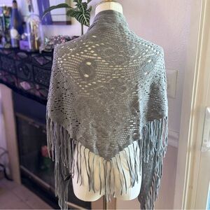 mark. Gray Knit Fringe Scarf